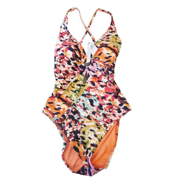 Bleu Rod Beattie Colorful Abstract Print One Piece Swimsuit, NWT, Size 10 - Picture 1 of 6